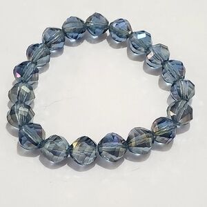 Iridescent Blue Crystal Stretch Bracelet
